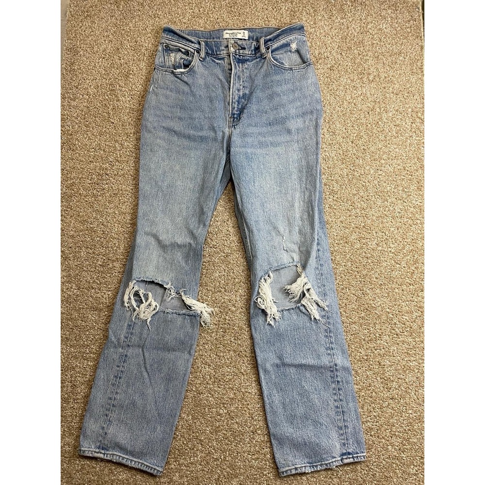 Abercrombie & Fitch Jeans Womens 28/6L The Dad High Rise Curve Love Distressed